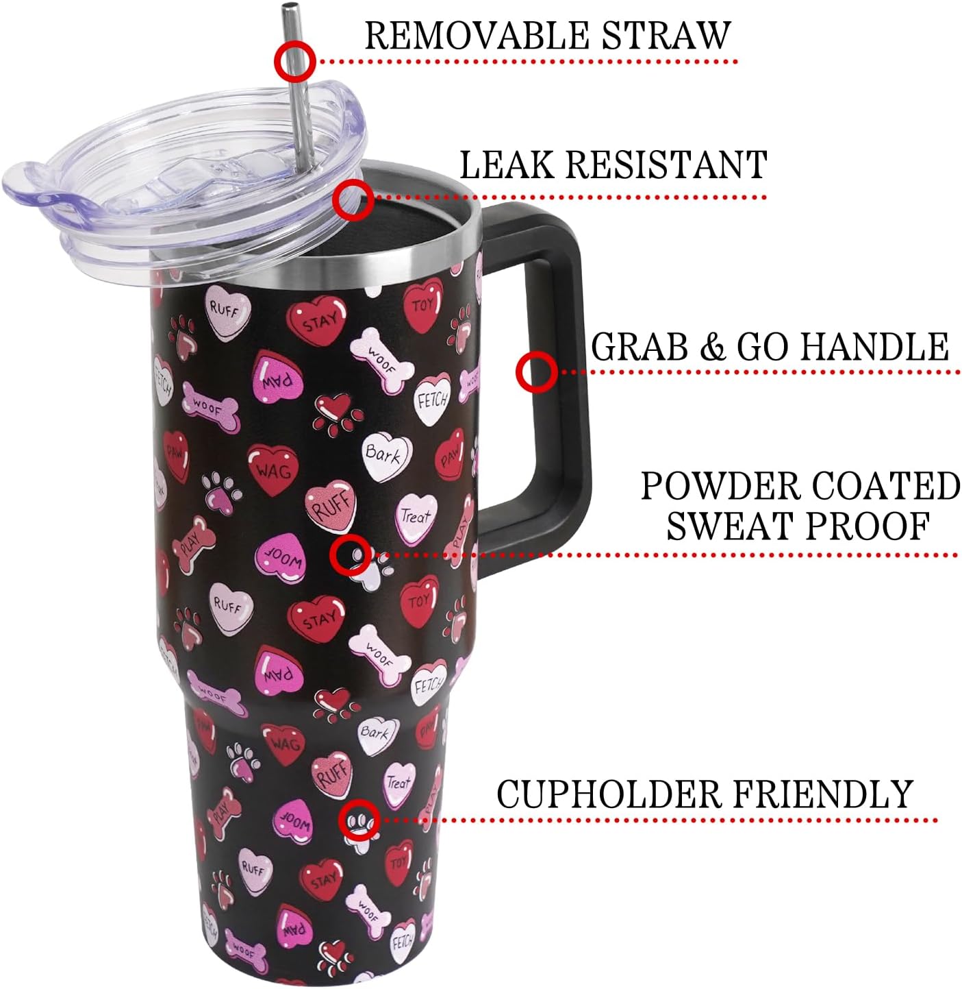 Floral Lemon Tumbler with Handle and Straw Lid 40 oz,Cute Spring Summer Gift for Women Men Lemon Leaves Vacuum Insulated Leak Proof Stainless Steel Coffee Cup Mug