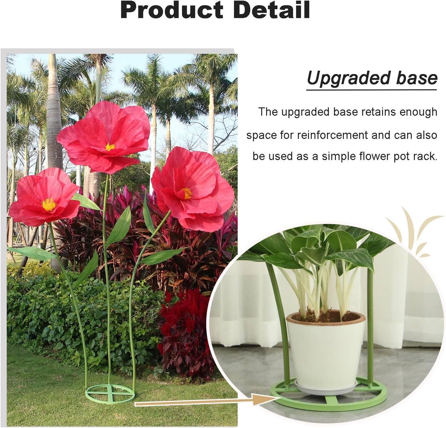 5.9 Ft Large Paper Artificial Flowers,Giant Flowers for Decoration,Standing Huge Handcrafted Poppy Flowers for Garden,Hotel,Office,Photography Props,Wedding,Art Gallery,Shop Window Display(B-Red)
