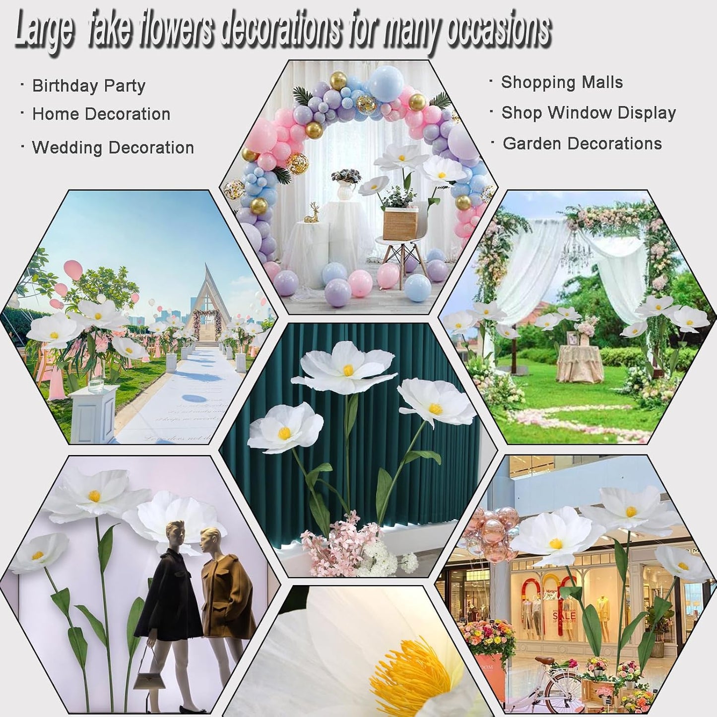 5.9 Ft Large Paper Artificial Flowers,Giant Flowers for Decoration,Standing Huge Handcrafted Poppy Flowers for Garden,Hotel,Office,Photography Props,Wedding,Art Gallery,Shop Window Display(B-Red)