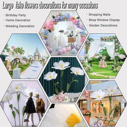 5.9 Ft Large Paper Artificial Flowers,Giant Flowers for Decoration,Standing Huge Handcrafted Poppy Flowers for Garden,Hotel,Office,Photography Props,Wedding,Art Gallery,Shop Window Display(B-Red)