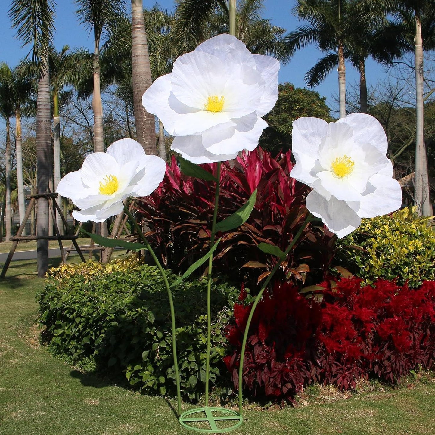 5.9 Ft Large Paper Artificial Flowers,Giant Flowers for Decoration,Standing Huge Handcrafted Poppy Flowers for Garden,Hotel,Office,Photography Props,Wedding,Art Gallery,Shop Window Display(B-Red)