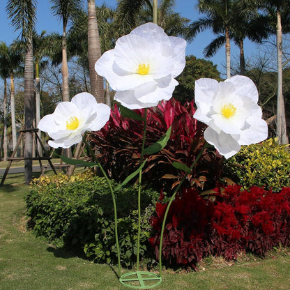 5.9 Ft Large Paper Artificial Flowers,Giant Flowers for Decoration,Standing Huge Handcrafted Poppy Flowers for Garden,Hotel,Office,Photography Props,Wedding,Art Gallery,Shop Window Display(B-Red)