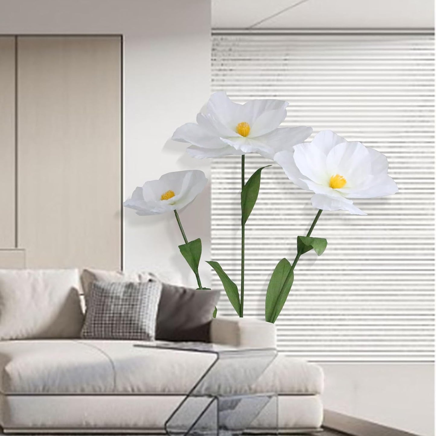 5.9 Ft Large Paper Artificial Flowers,Giant Flowers for Decoration,Standing Huge Handcrafted Poppy Flowers for Garden,Hotel,Office,Photography Props,Wedding,Art Gallery,Shop Window Display(B-Red)