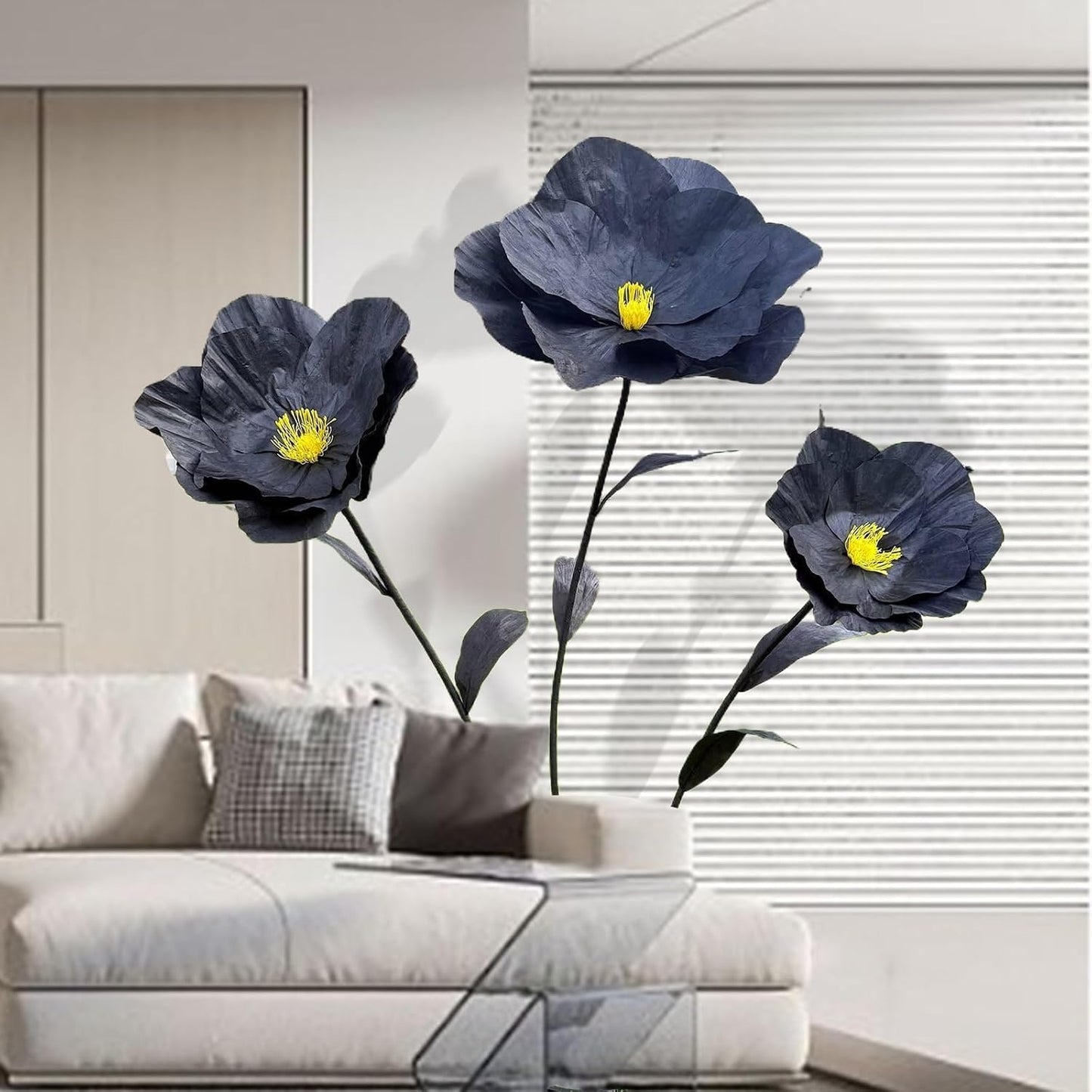 5.9 Ft Large Paper Artificial Flowers,Giant Flowers for Decoration,Standing Huge Handcrafted Poppy Flowers for Garden,Hotel,Office,Photography Props,Wedding,Art Gallery,Shop Window Display(B-Red)