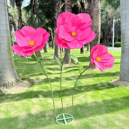 5.9 Ft Large Paper Artificial Flowers,Giant Flowers for Decoration,Standing Huge Handcrafted Poppy Flowers for Garden,Hotel,Office,Photography Props,Wedding,Art Gallery,Shop Window Display(B-Red)