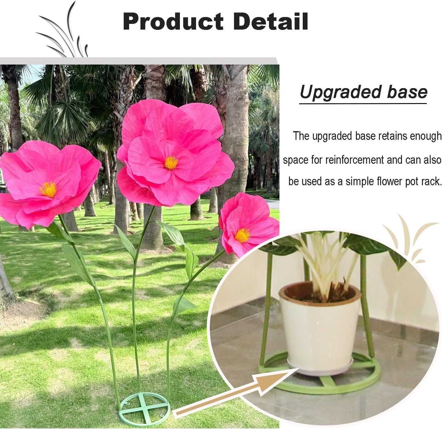 5.9 Ft Large Paper Artificial Flowers,Giant Flowers for Decoration,Standing Huge Handcrafted Poppy Flowers for Garden,Hotel,Office,Photography Props,Wedding,Art Gallery,Shop Window Display(B-Red)