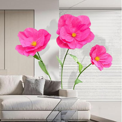 5.9 Ft Large Paper Artificial Flowers,Giant Flowers for Decoration,Standing Huge Handcrafted Poppy Flowers for Garden,Hotel,Office,Photography Props,Wedding,Art Gallery,Shop Window Display(B-Red)