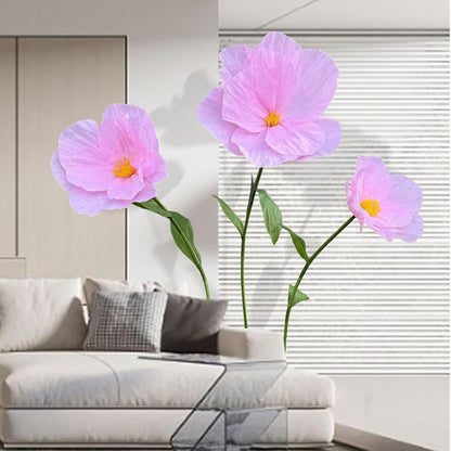 5.9 Ft Large Paper Artificial Flowers,Giant Flowers for Decoration,Standing Huge Handcrafted Poppy Flowers for Garden,Hotel,Office,Photography Props,Wedding,Art Gallery,Shop Window Display(B-Red)
