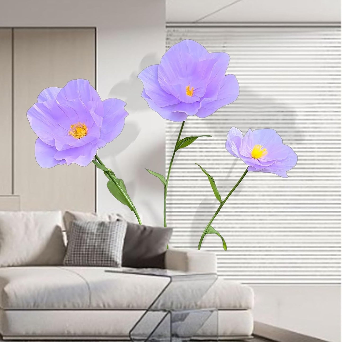 5.9 Ft Large Paper Artificial Flowers,Giant Flowers for Decoration,Standing Huge Handcrafted Poppy Flowers for Garden,Hotel,Office,Photography Props,Wedding,Art Gallery,Shop Window Display(B-Red)