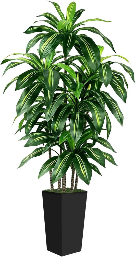 5FT Fake Plant Artificial Dracaena Tree Indoor - Faux Plants Indoor Tall with White Planter - Fake Tree Floor Plant Artificial Plants Decor for Living Room Office