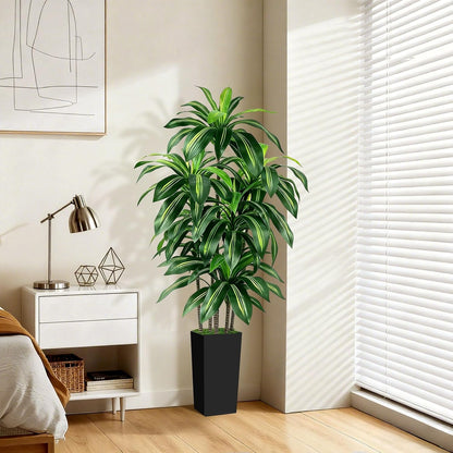 5FT Fake Plant Artificial Dracaena Tree Indoor - Faux Plants Indoor Tall with White Planter - Fake Tree Floor Plant Artificial Plants Decor for Living Room Office