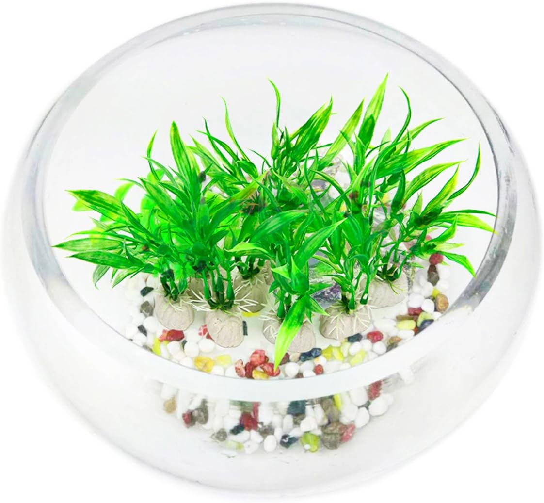 10 Pack Artificial Aquarium Plants, Small Size 4 inch Approximate Height Fish Tank Decorations Home Décor Plastic Green