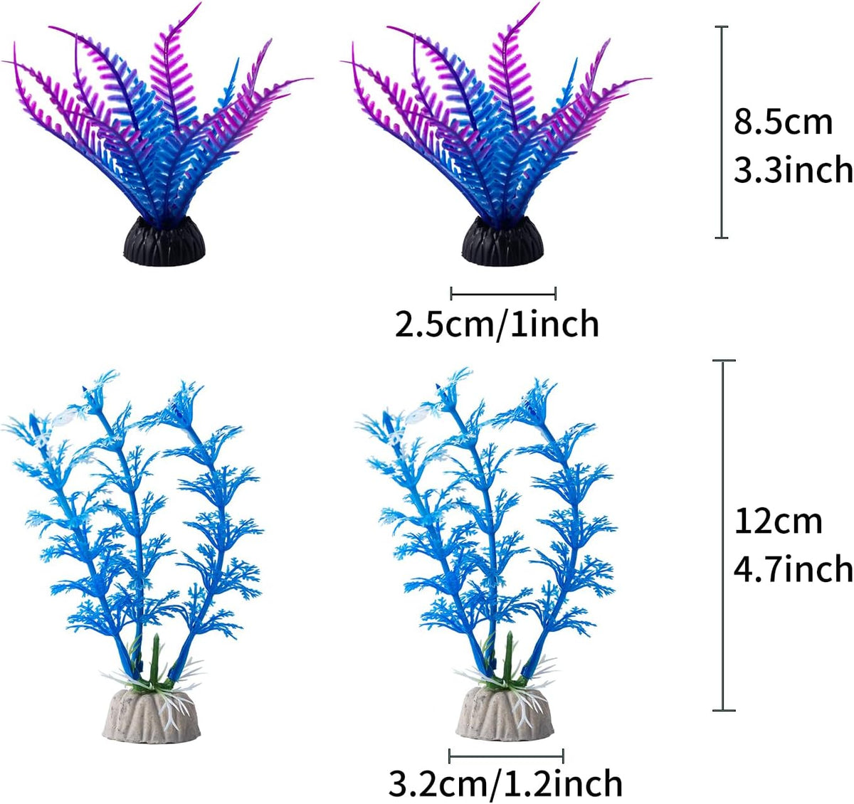 10 Pack Artificial Aquarium Plants, Small Size 4 inch Approximate Height Fish Tank Decorations Home Décor Plastic Green