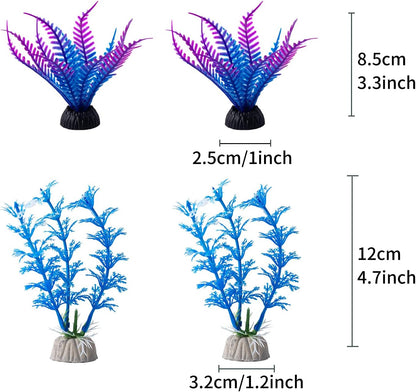 10 Pack Artificial Aquarium Plants, Small Size 4 inch Approximate Height Fish Tank Decorations Home Décor Plastic Green