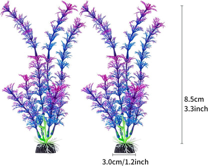 10 Pack Artificial Aquarium Plants, Small Size 4 inch Approximate Height Fish Tank Decorations Home Décor Plastic Green