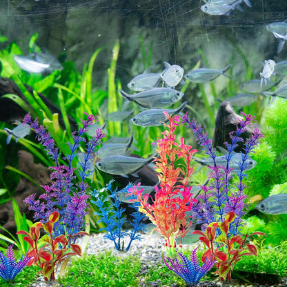 10 Pack Artificial Aquarium Plants, Small Size 4 inch Approximate Height Fish Tank Decorations Home Décor Plastic Green