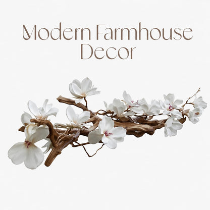 Modern Farmhouse Dining Table Centerpiece, Magnolia Driftwood