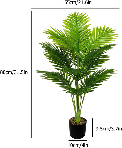 Artificial Plants in Pots Large Fake Tree Floor Faux Tropical Plants Decorative Greenry House Potted Tall for Home Office Living Room Decor Indoor Garden Outdoor (80cm Tall Palm)