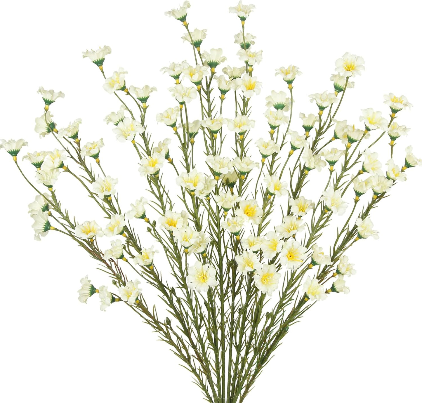 10 Pcs Artificial Wildflowers with Stems Bulk Silk Spring Flowers 21 Inch Fake Forsythia Branches White Faux Wildflowers Floral Arrangements for Home Decor Indoor Outdoor Wedding Centerpieces