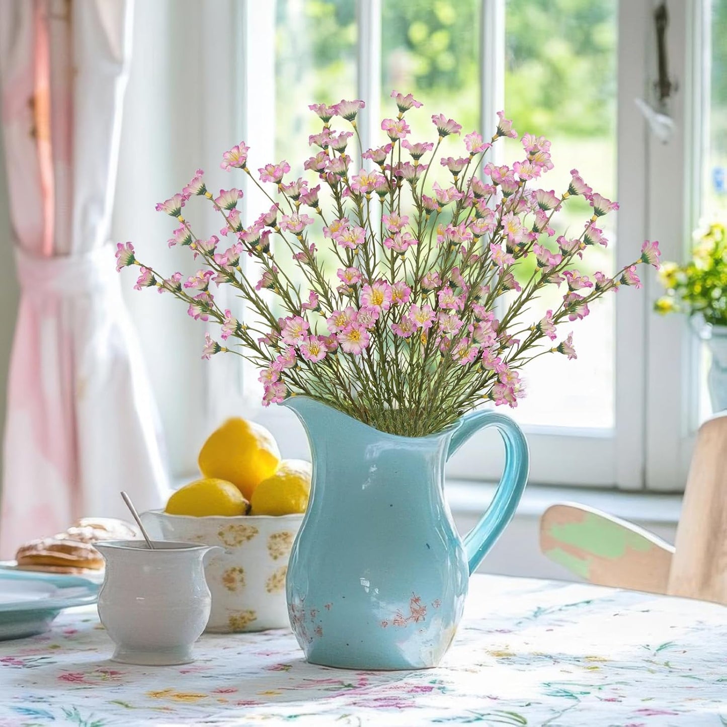 10 Pcs Artificial Wildflowers with Stems Bulk Silk Spring Flowers 21 Inch Fake Forsythia Branches White Faux Wildflowers Floral Arrangements for Home Decor Indoor Outdoor Wedding Centerpieces
