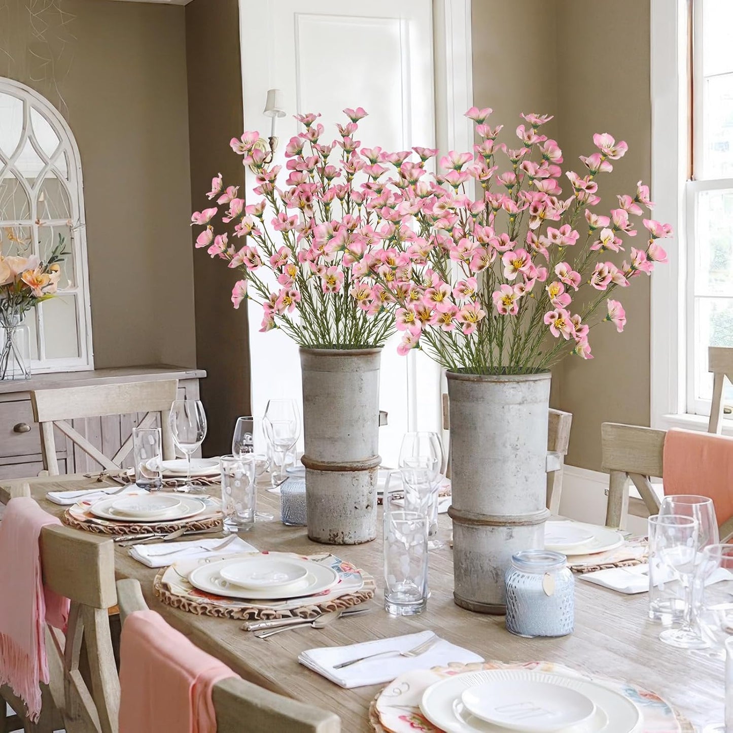 10 Pcs Artificial Wildflowers with Stems Bulk Silk Spring Flowers 21 Inch Fake Forsythia Branches White Faux Wildflowers Floral Arrangements for Home Decor Indoor Outdoor Wedding Centerpieces