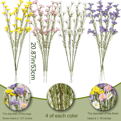 10 Pcs Artificial Wildflowers with Stems Bulk Silk Spring Flowers 21 Inch Fake Forsythia Branches White Faux Wildflowers Floral Arrangements for Home Decor Indoor Outdoor Wedding Centerpieces