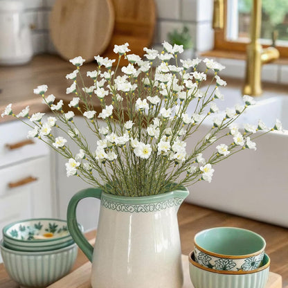 10 Pcs Artificial Wildflowers with Stems Bulk Silk Spring Flowers 21 Inch Fake Forsythia Branches White Faux Wildflowers Floral Arrangements for Home Decor Indoor Outdoor Wedding Centerpieces