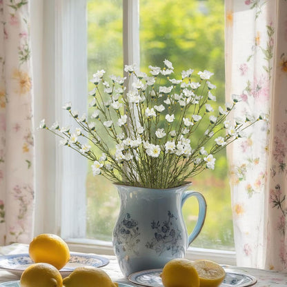 10 Pcs Artificial Wildflowers with Stems Bulk Silk Spring Flowers 21 Inch Fake Forsythia Branches White Faux Wildflowers Floral Arrangements for Home Decor Indoor Outdoor Wedding Centerpieces
