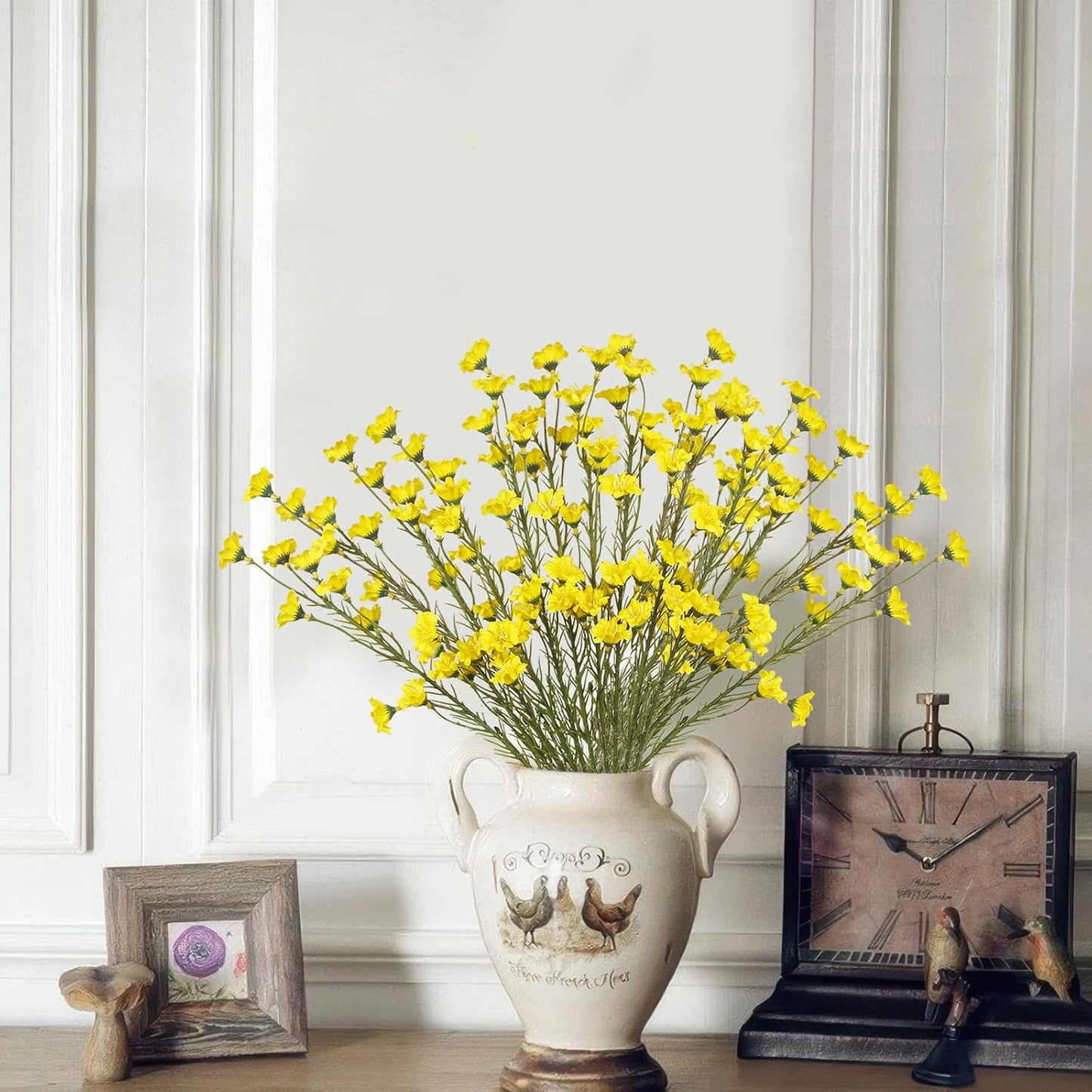 10 Pcs Artificial Wildflowers with Stems Bulk Silk Spring Flowers 21 Inch Fake Forsythia Branches White Faux Wildflowers Floral Arrangements for Home Decor Indoor Outdoor Wedding Centerpieces