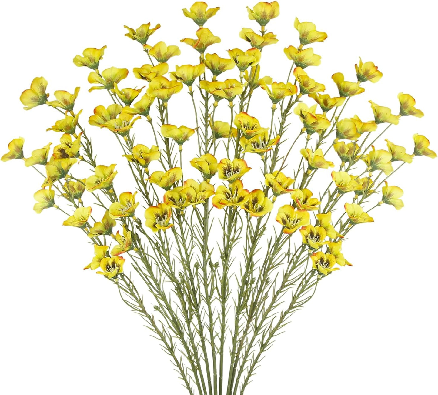 10 Pcs Artificial Wildflowers with Stems Bulk Silk Spring Flowers 21 Inch Fake Forsythia Branches White Faux Wildflowers Floral Arrangements for Home Decor Indoor Outdoor Wedding Centerpieces