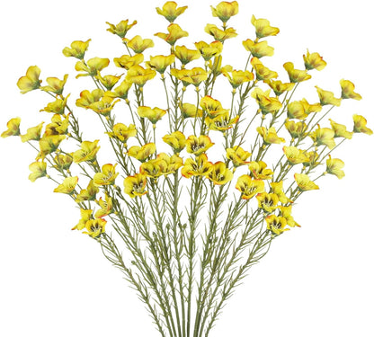 10 Pcs Artificial Wildflowers with Stems Bulk Silk Spring Flowers 21 Inch Fake Forsythia Branches White Faux Wildflowers Floral Arrangements for Home Decor Indoor Outdoor Wedding Centerpieces
