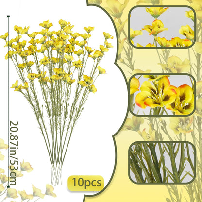 10 Pcs Artificial Wildflowers with Stems Bulk Silk Spring Flowers 21 Inch Fake Forsythia Branches White Faux Wildflowers Floral Arrangements for Home Decor Indoor Outdoor Wedding Centerpieces