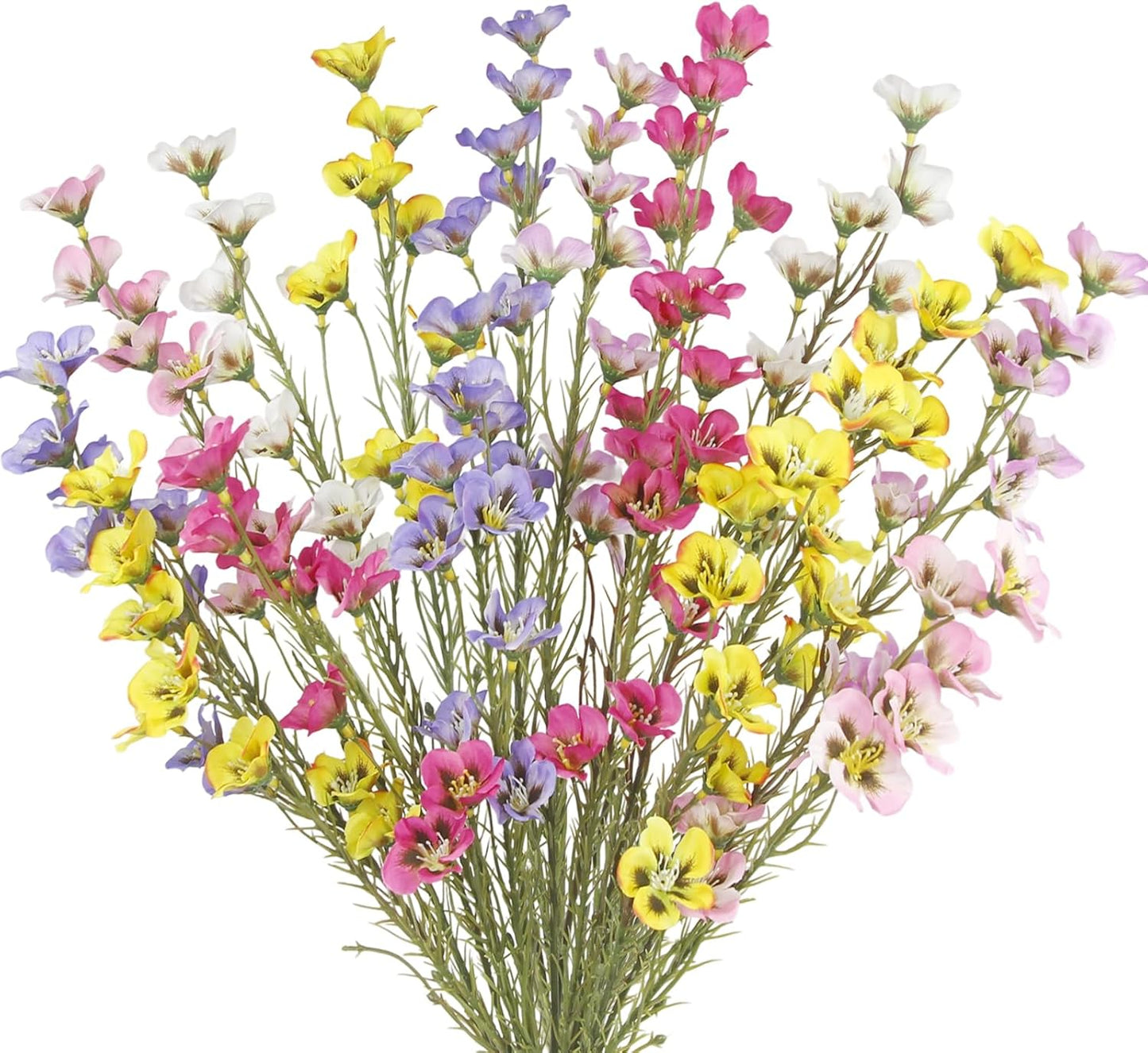 10 Pcs Artificial Wildflowers with Stems Bulk Silk Spring Flowers 21 Inch Fake Forsythia Branches White Faux Wildflowers Floral Arrangements for Home Decor Indoor Outdoor Wedding Centerpieces