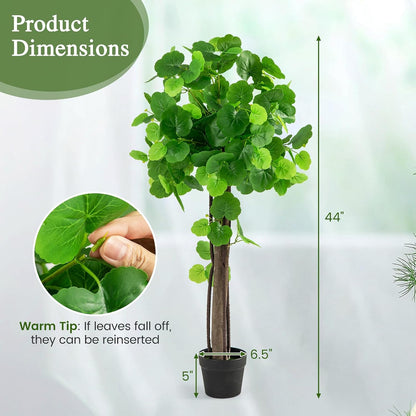 44” Artificial Crabapple Tree, Potted Fake Tree with Wood Trunk & PE rattans, Lush Mosses, Faux Greenery Plant in Pot with Adjustable Branches for Home Office Porch