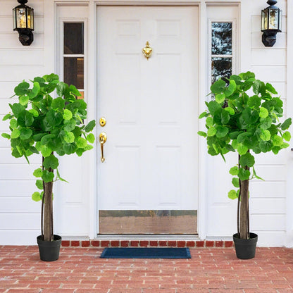 44” Artificial Crabapple Tree, Potted Fake Tree with Wood Trunk & PE rattans, Lush Mosses, Faux Greenery Plant in Pot with Adjustable Branches for Home Office Porch