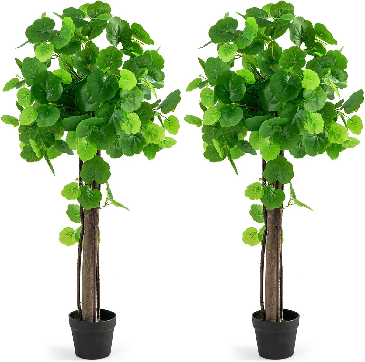 44” Artificial Crabapple Tree, Potted Fake Tree with Wood Trunk & PE rattans, Lush Mosses, Faux Greenery Plant in Pot with Adjustable Branches for Home Office Porch