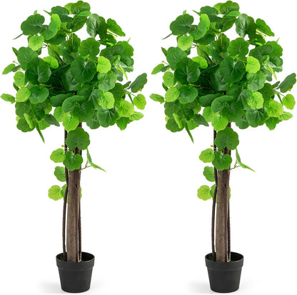 44” Artificial Crabapple Tree, Potted Fake Tree with Wood Trunk & PE rattans, Lush Mosses, Faux Greenery Plant in Pot with Adjustable Branches for Home Office Porch