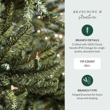 6.5ft Pre-Lit Classic Blue Spruce - Artificial Christmas Tree with 2,144+ Tips, 700 Clear LED Lights, Easy Plug Technology & Premium Stand for Indoor Holiday Decorating