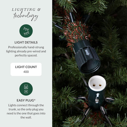6.5ft Pre-Lit Classic Blue Spruce - Artificial Christmas Tree with 2,144+ Tips, 700 Clear LED Lights, Easy Plug Technology & Premium Stand for Indoor Holiday Decorating