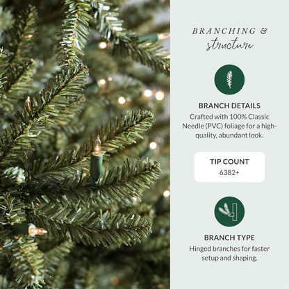6.5ft Pre-Lit Classic Blue Spruce - Artificial Christmas Tree with 2,144+ Tips, 700 Clear LED Lights, Easy Plug Technology & Premium Stand for Indoor Holiday Decorating
