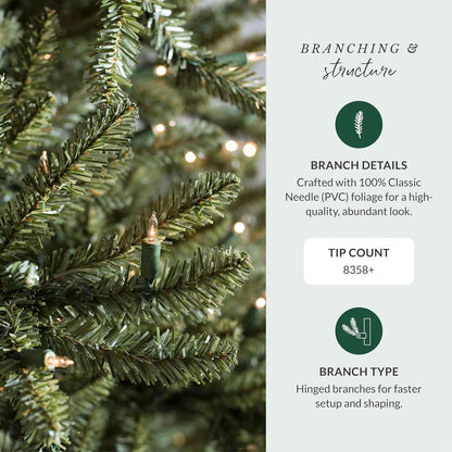 6.5ft Pre-Lit Classic Blue Spruce - Artificial Christmas Tree with 2,144+ Tips, 700 Clear LED Lights, Easy Plug Technology & Premium Stand for Indoor Holiday Decorating