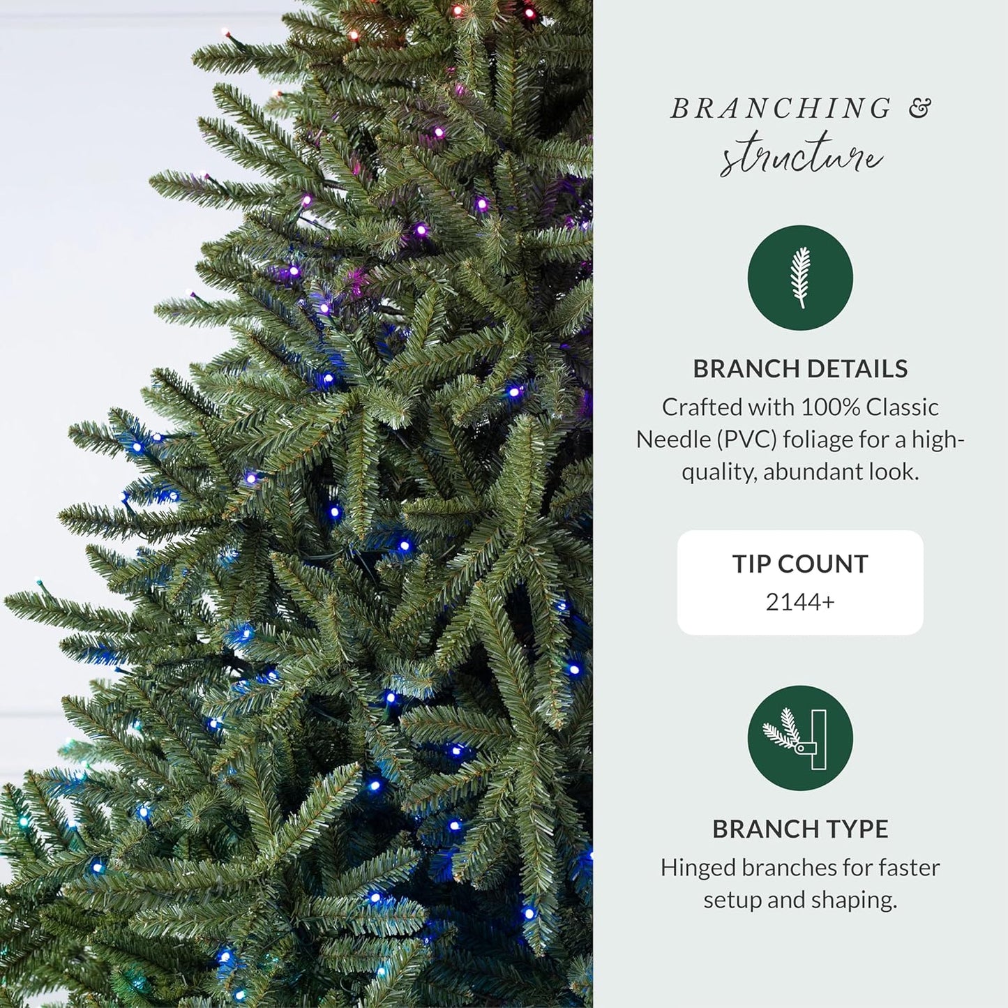 6.5ft Pre-Lit Classic Blue Spruce - Artificial Christmas Tree with 2,144+ Tips, 700 Clear LED Lights, Easy Plug Technology & Premium Stand for Indoor Holiday Decorating