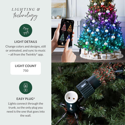 6.5ft Pre-Lit Classic Blue Spruce - Artificial Christmas Tree with 2,144+ Tips, 700 Clear LED Lights, Easy Plug Technology & Premium Stand for Indoor Holiday Decorating