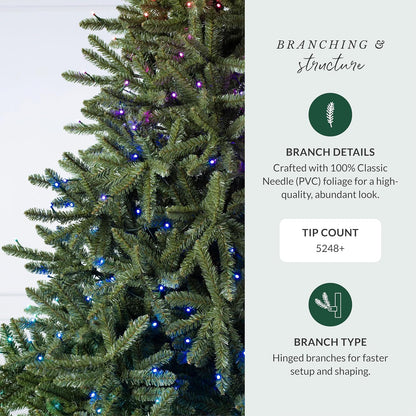 6.5ft Pre-Lit Classic Blue Spruce - Artificial Christmas Tree with 2,144+ Tips, 700 Clear LED Lights, Easy Plug Technology & Premium Stand for Indoor Holiday Decorating