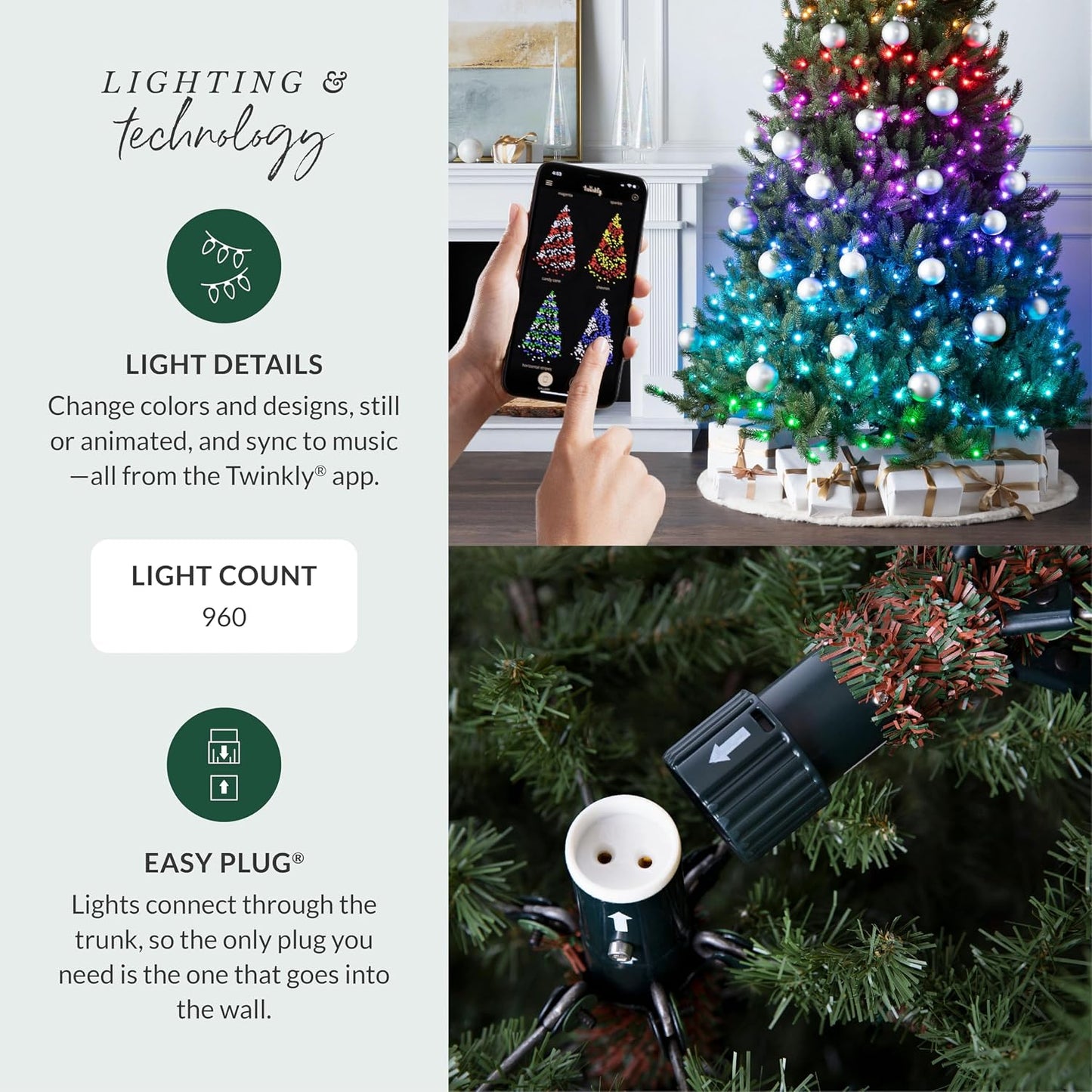 6.5ft Pre-Lit Classic Blue Spruce - Artificial Christmas Tree with 2,144+ Tips, 700 Clear LED Lights, Easy Plug Technology & Premium Stand for Indoor Holiday Decorating