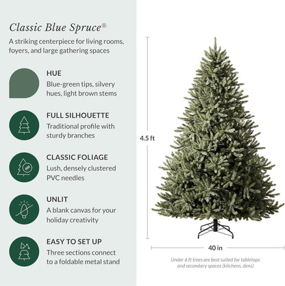 6.5ft Pre-Lit Classic Blue Spruce - Artificial Christmas Tree with 2,144+ Tips, 700 Clear LED Lights, Easy Plug Technology & Premium Stand for Indoor Holiday Decorating