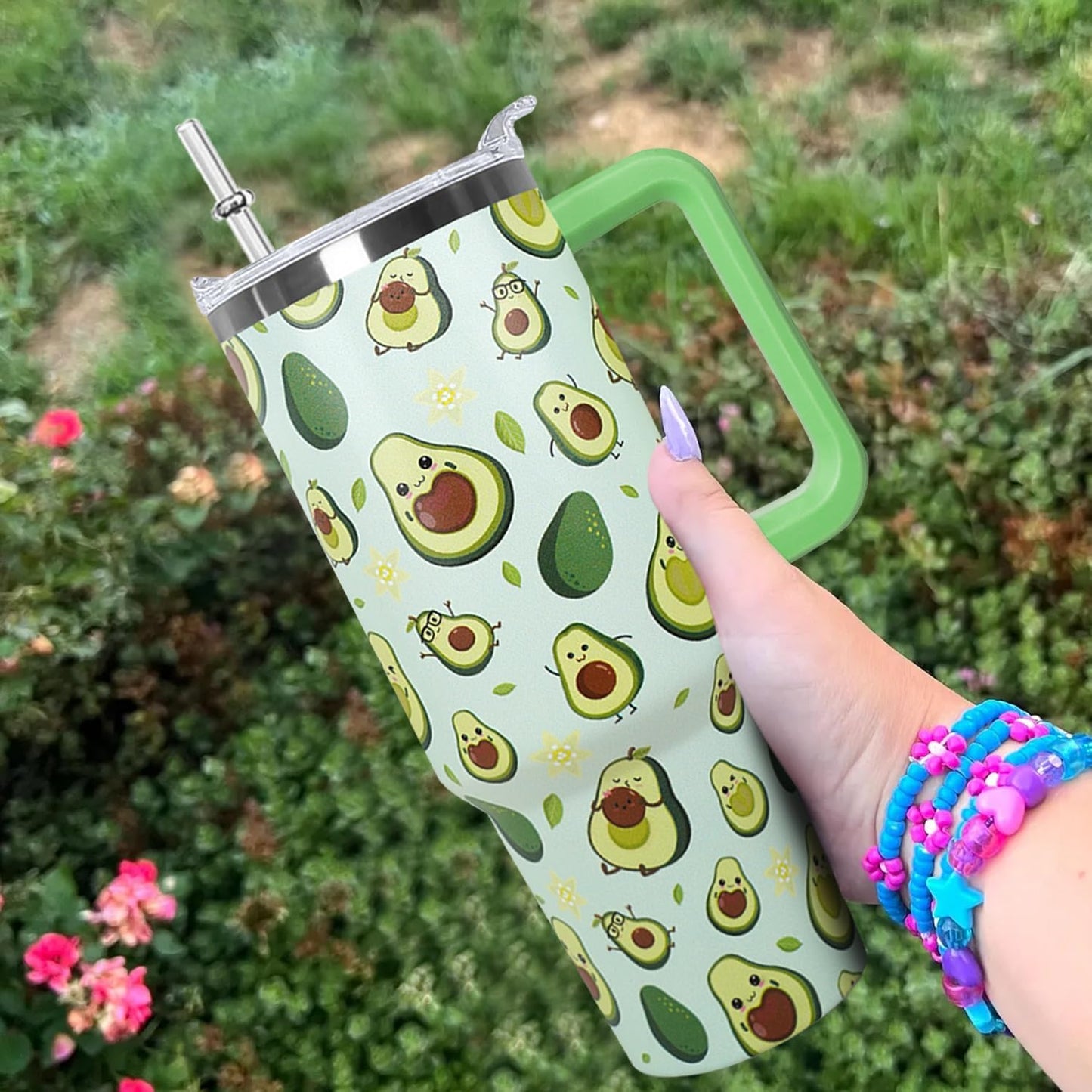 Ceovfoi 40 oz Lemon Print Stainless Steel Tumbler With Lid and Straw - Yellow Coffee Travel Mug Cup Water Bottle - Gifts for Lemon Lovers