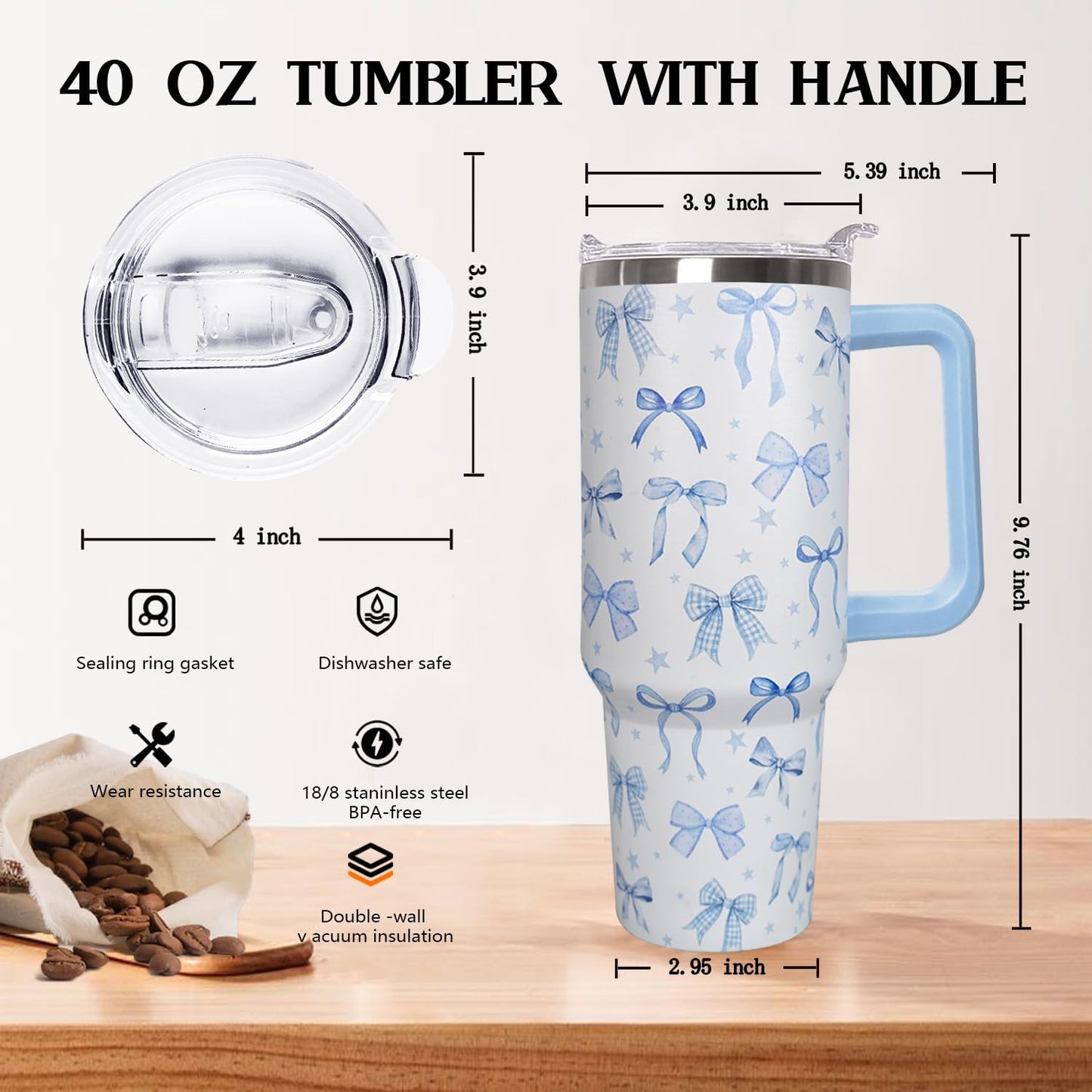 Ceovfoi 40 oz Lemon Print Stainless Steel Tumbler With Lid and Straw - Yellow Coffee Travel Mug Cup Water Bottle - Gifts for Lemon Lovers