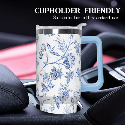 Ceovfoi 40 oz Lemon Print Stainless Steel Tumbler With Lid and Straw - Yellow Coffee Travel Mug Cup Water Bottle - Gifts for Lemon Lovers
