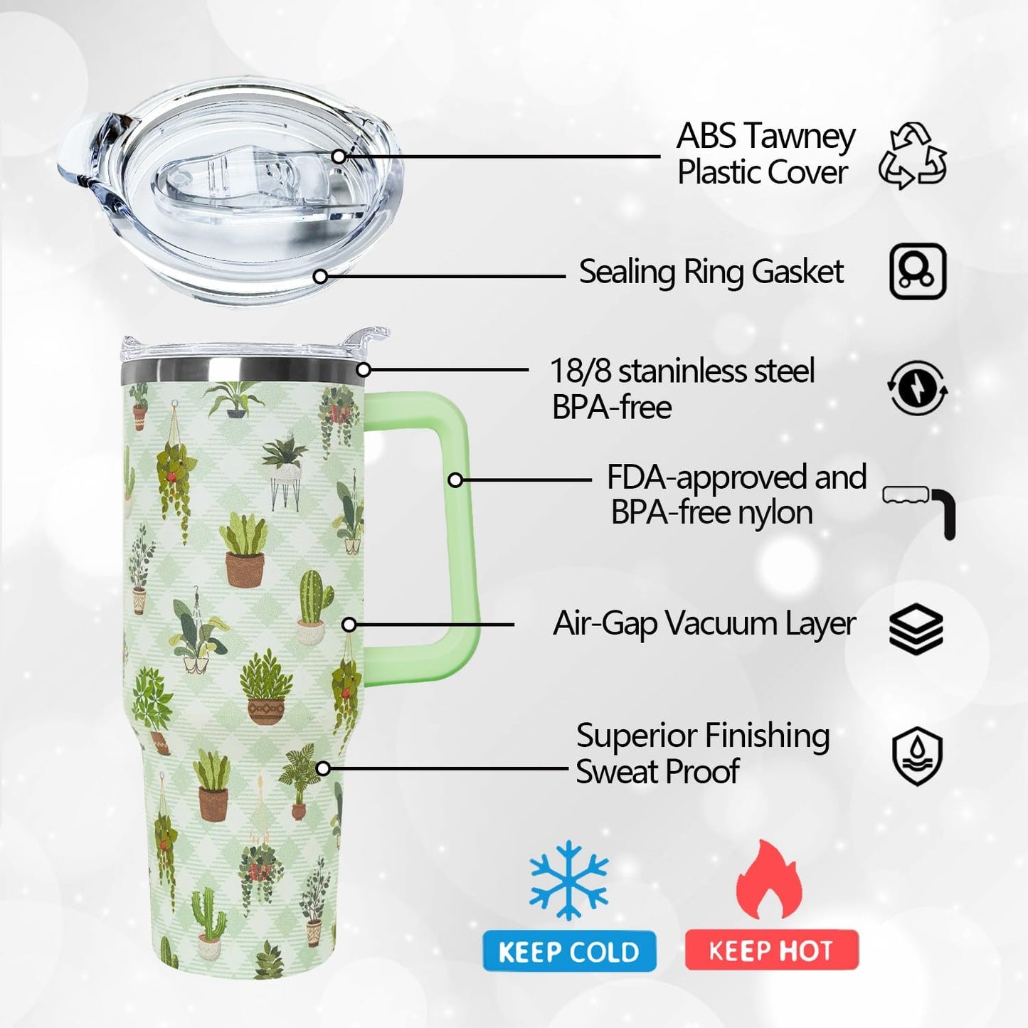 Ceovfoi 40 oz Lemon Print Stainless Steel Tumbler With Lid and Straw - Yellow Coffee Travel Mug Cup Water Bottle - Gifts for Lemon Lovers